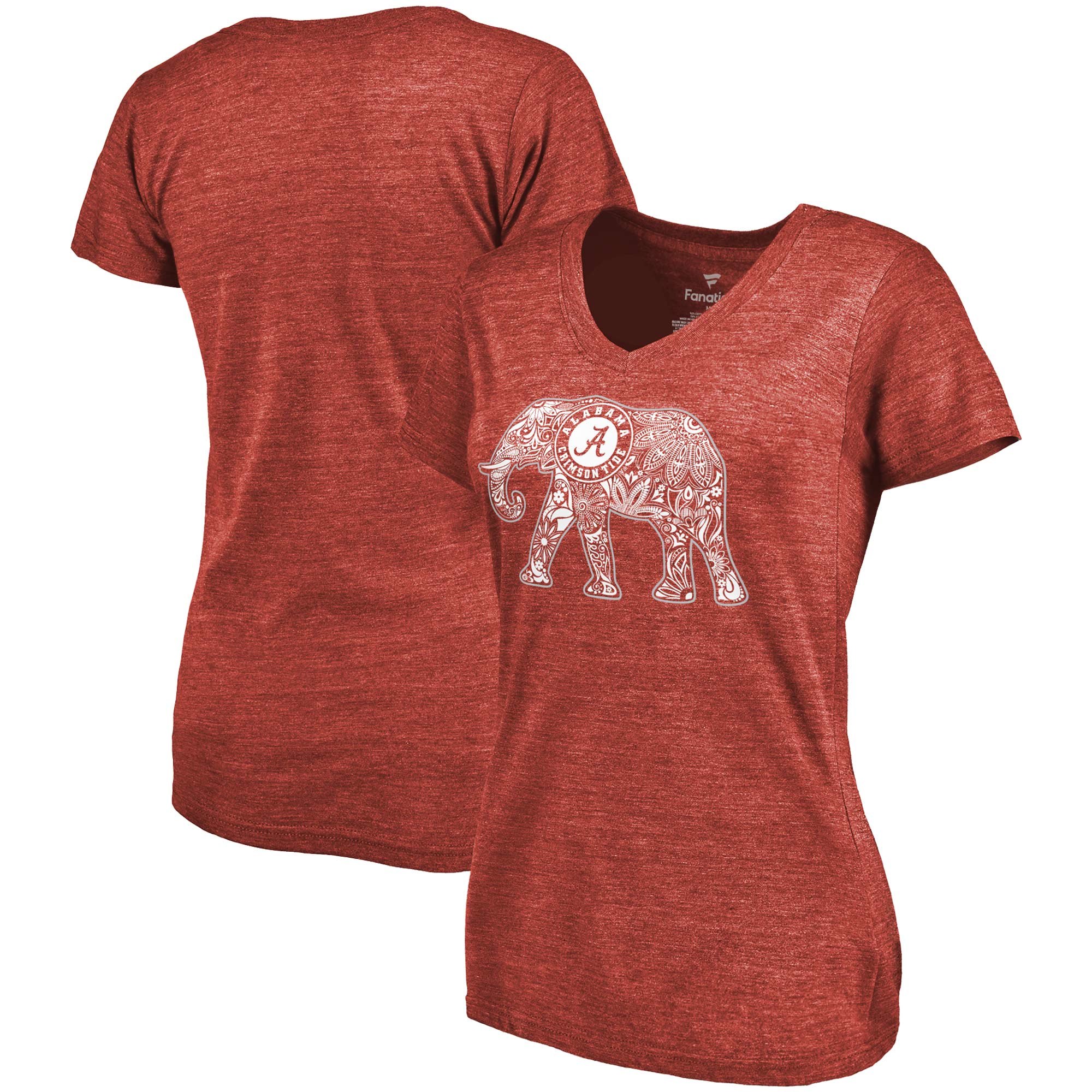 2020 NCAA Fanatics Branded Alabama Crimson Tide Women Crimson Hometown TriBlend VNeck TShirt->nba t-shirts->Sports Accessory